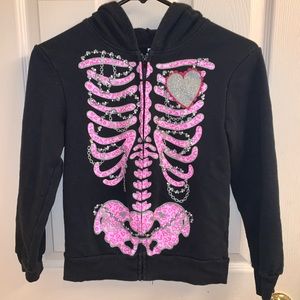 Skeleton glitter hoodie Clearance